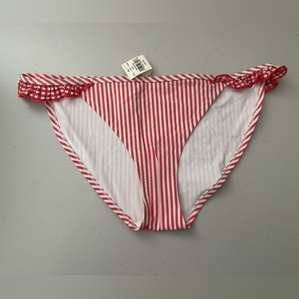 Aerie Red and White Striped Bikini Swim Bottoms Size Small and XS